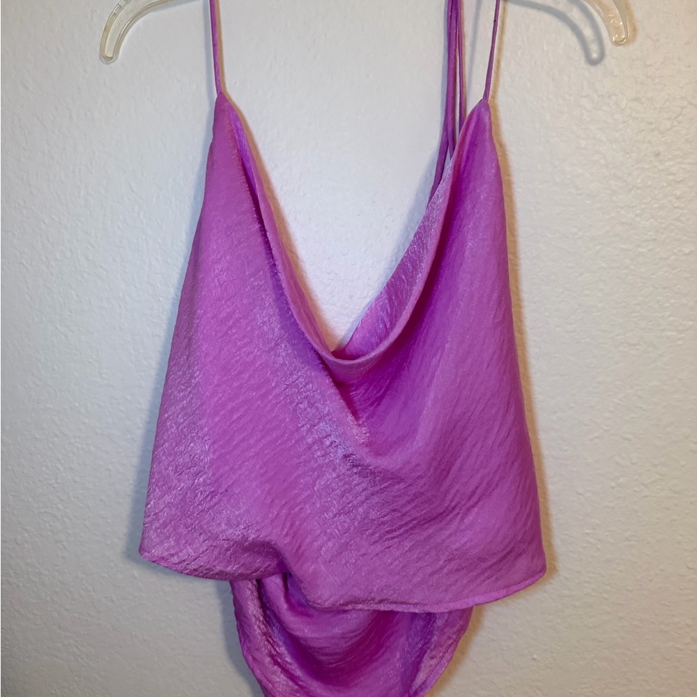 Wild Fable Pink Satin Cowl Neck Top